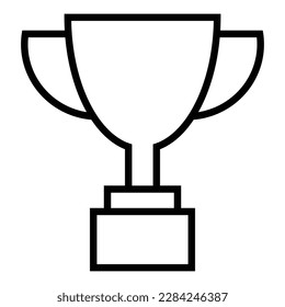 Trophy cup icon, flat style black color outline championship cup winner symbol. Vector illustration for label, emblem, logo, mobile, app, web, game, sports, achievement graphic isolated on white.