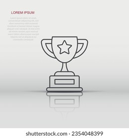 Trophy cup icon in flat style. Goblet prize vector illustration on isolated background. Award sign business concept.