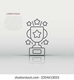 Trophy cup icon in flat style. Goblet prize vector illustration on isolated background. Award sign business concept.