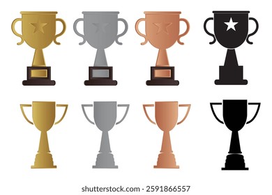 Trophy cup icon. flat style champions trophy cup vector.