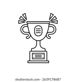Trophy cup icon in flat style. Award prize vector illustration on isolated background. Champion sports event sign business concept.
