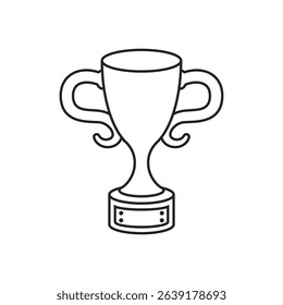 Trophy cup icon in flat style. Award prize vector illustration on isolated background. Champion sports event sign business concept.