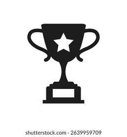 Trophy cup icon in flat style. Award prize vector illustration on isolated background. Champion sports event sign business concept.