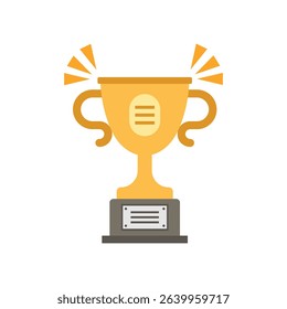 Trophy cup icon in flat style. Award prize vector illustration on isolated background. Champion sports event sign business concept.
