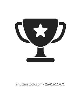 Trophy cup icon in flat style. Award prize vector illustration on isolated background. Champion sports event sign business concept.