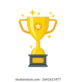 Trophy cup icon in flat style. Award prize vector illustration on isolated background. Champion sports event sign business concept.