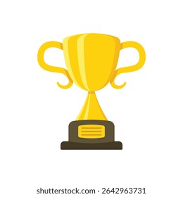 Trophy cup icon in flat style. Award prize vector illustration on isolated background. Champion sports event sign business concept.