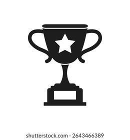 Trophy cup icon in flat style. Award prize vector illustration on isolated background. Champion sports event sign business concept.