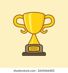 Trophy cup icon in flat style. Award prize vector illustration on isolated background. Champion sports event sign business concept.