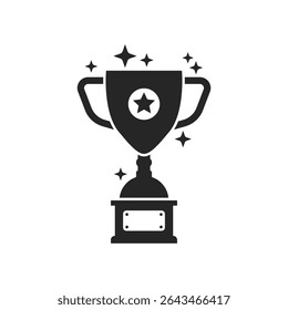 Trophy cup icon in flat style. Award prize vector illustration on isolated background. Champion sports event sign business concept.