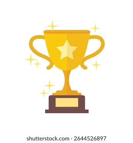 Trophy cup icon in flat style. Award prize vector illustration on isolated background. Champion sports event sign business concept.