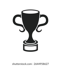 Trophy cup icon in flat style. Award prize vector illustration on isolated background. Champion sports event sign business concept.