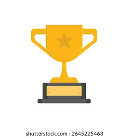 Trophy cup icon in flat style. Award prize vector illustration on isolated background. Champion sports event sign business concept.