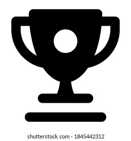 Trophy cup icon in glyph style, champion vector 