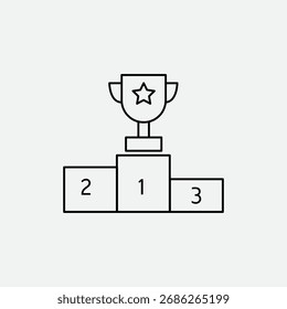 Trophy Cup Icon – Cáliz en la Ilustración vectorial de la línea del pedestal del podio..eps