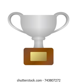 Trophy cup icon illustration. silver ( 2nd place ) 