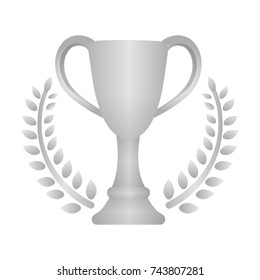 Trophy cup icon illustration. silver ( 2nd place ) 