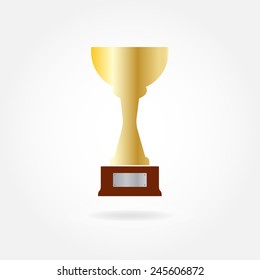 Trophy cup icon isolated on white background. Gold winning champions cup. Vector illustration. 