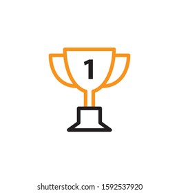 Trophy cup icon. Line and two colour design template