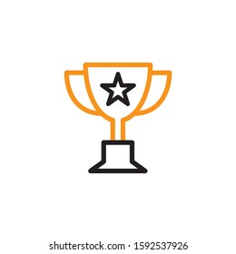 Trophy cup icon. Line and two colour design template