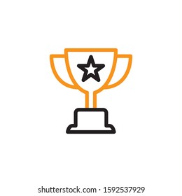 Trophy cup icon. Line and two colour design template