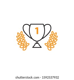 Trophy cup icon. Line and two colour design template