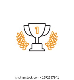 Trophy cup icon. Line and two colour design template