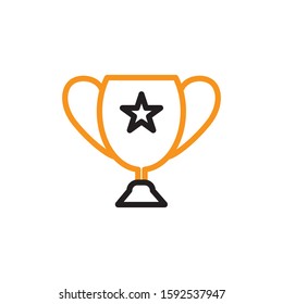 Trophy cup icon. Line and two colour design template