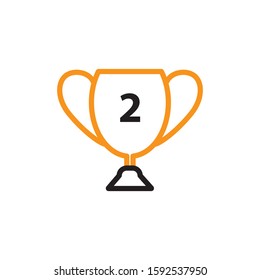 Trophy cup icon. Line and two colour design template