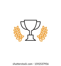 Trophy cup icon. Line and two colour design template