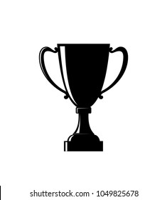 Trophy cup icon. Logo. Black silhouette isolated on white background. Vector illustration.