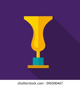 Trophy cup icon logo flat for winner with shadow. Design template. Vector illustration