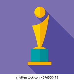 Trophy cup icon logo flat for winner with shadow. Design template. Vector illustration