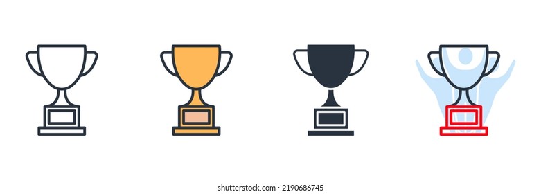 Trophy cup icon logo vector illustration. winner champion's cup symbol template for graphic and web design collection