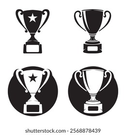 Trophy cup icon logo vector