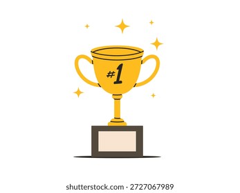 Trophy cup icon with number 1, winner concept