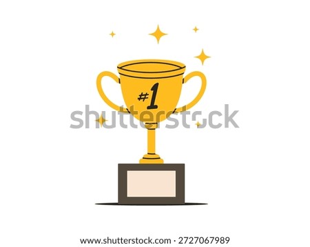 Trophy cup icon with number 1, winner concept