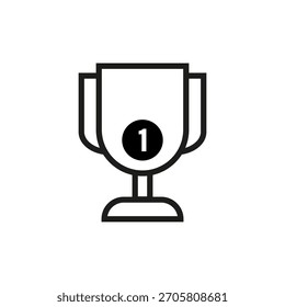 Icono de copa de trofeo. Ganador número uno. Vector de premio al logro. Símbolo del primer lugar.