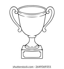 Trophy cup icon in outline style isolated on white background. Winner symbol stock vector illustration