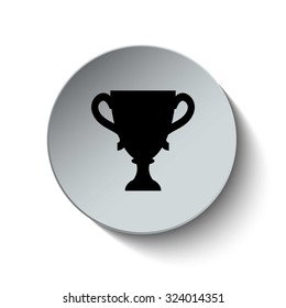 Trophy Cup icon. Rounded button. Vector Illustration. EPS10