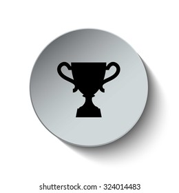 Trophy Cup icon. Rounded button. Vector Illustration. EPS10