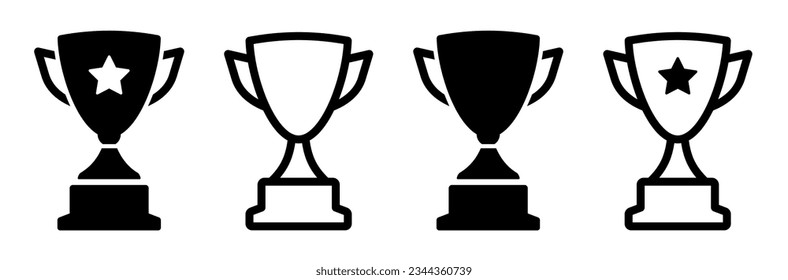 Trophy cup icon set, trophy cup award in flat style. Vector illustration