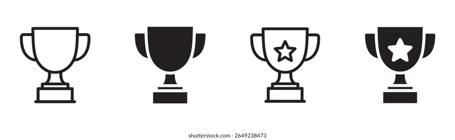 Trophy cup icon set, trophy cup award in flat style, vector illustration.