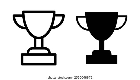Trophy cup Icon set in black filled and line.