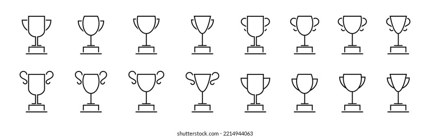 Trophy cup icon set. Trophy icon set. Champion cup. Winner prize. Trophy symbol. Champion trophy. Vector