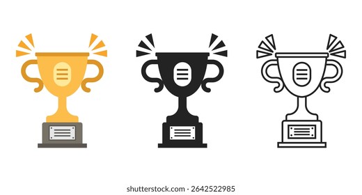 Trophy cup icon set collection in flat style. Award prize vector illustration on isolated background. Champion sports event sign business concept.