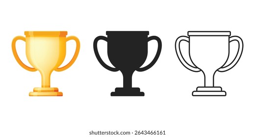 Trophy cup icon set collection in flat style. Award prize vector illustration on isolated background. Champion sports event sign business concept.