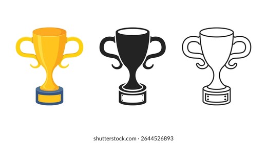 Trophy cup icon set collection in flat style. Award prize vector illustration on isolated background. Champion sports event sign business concept.
