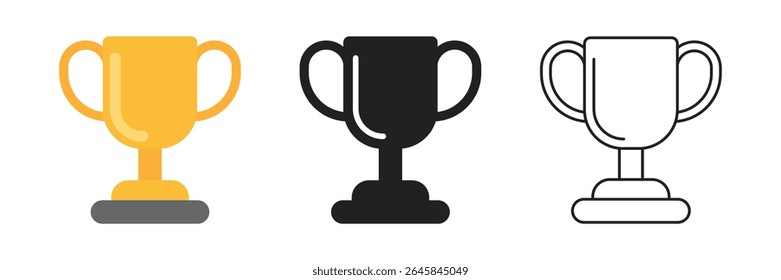 Trophy cup icon set collection in flat style. Award prize vector illustration on isolated background. Champion sports event sign business concept.