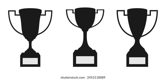 trophy cup icon set. flat design isolated on white background.